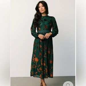 Baltic Born Teal and Brown Floral Maxi Dress